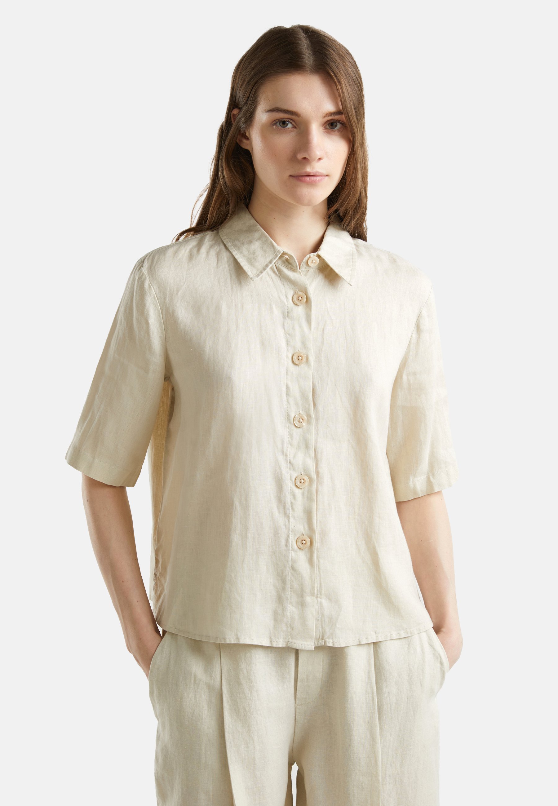 Camisas Shop Camisa Blanca Mujer Benetton Viscosa Benetton Camisas