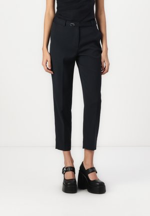 High Rise Belted Ankle Straight Pant - Pantaloni - black beauty