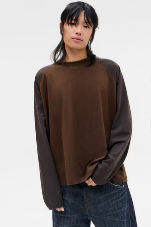 CONTRAST LONG SLEEVE TEE - Top s dlhým rukávom - brown