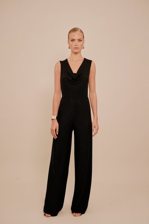 ASHA TWIRL BACK COWL JUMPSUIT - Salopetă - black