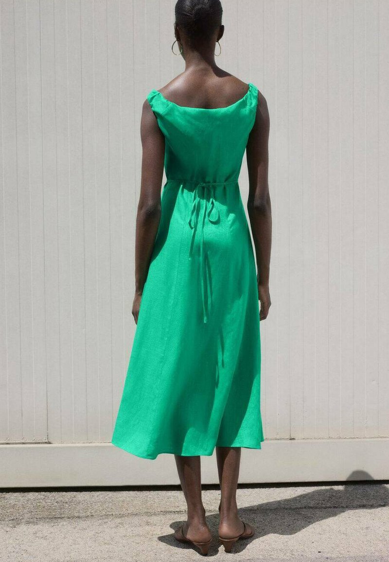 ruffle a line dress Zapaka Women Eucalyptus Bridesmaid Dress with Ruffle Slit A-Line Corset  Tiered Long Wedding Party Dress – ZAPAKA main image 0