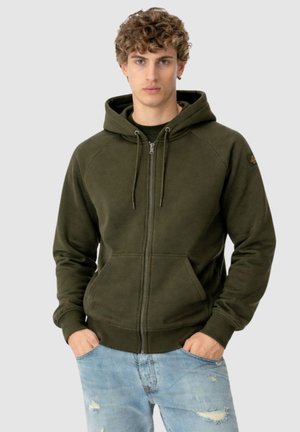 Felpa con zip - verde militare