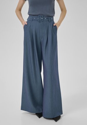 My Essential Wardrobe VITTAMW WIDE - Trousers - dark slate w stripe