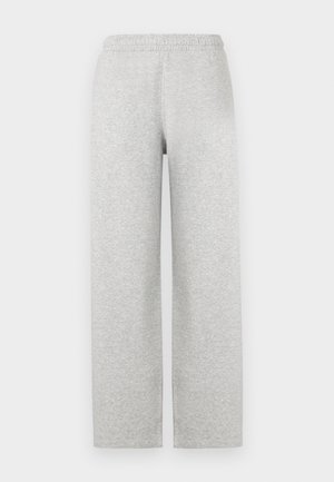 Hallid hallid pehme kangast dressipüksid, millel on mugav lõige, elastne vöökoht ja sirged jalad. Nähtavaid taskuid ega lisaelemente pole.