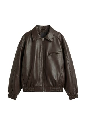 PULL&BEAR DAD FIT LEATHER EFFECT - JACKET - Blouson Bomber - brown