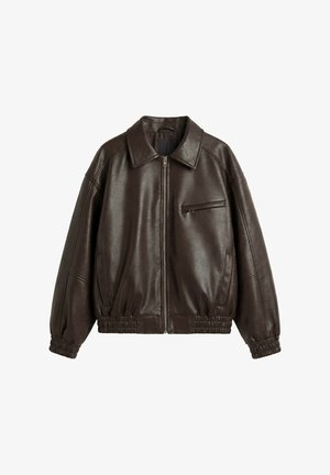 PULL&BEAR, DAD FIT LEATHER EFFECT - JACKET - Bomberjakke - brown