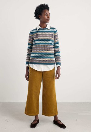 Pullover - teal - weaving needle dark eden mix