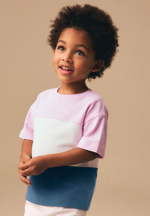 Next, SHORT SLEEVE COLOURBLOCK T-SHIRT  - REGULAR FIT - T-shirt imprimé - pink white blue