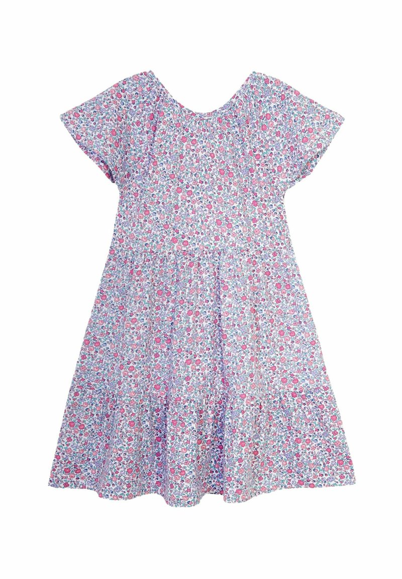 JoJo Maman Bébé RUFFLE SLEEVE TIERED- REGULAR FIT - Džersejové šaty - pink pastel ditsy floral