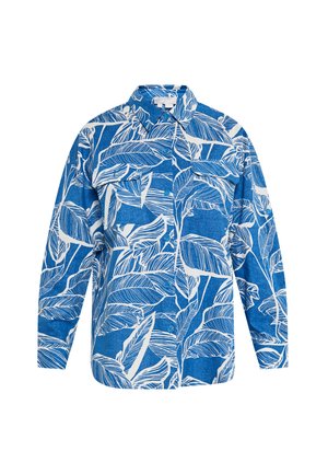 usha, Hemdbluse - blau wollweiss