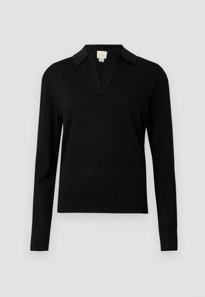 Must have V-kaelusega must pikkade varrukatega kampsun. Valmistatud pehmest materjalist, millel on ribakujulised mansetid ja ääristus, et lisada tekstuuri.