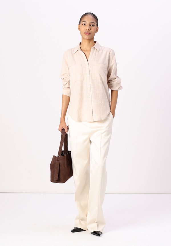 SLUB STRUCTURE - Button-down blouse - summer beige4