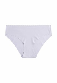 Mutandine di cotone viola chiaro con bordi ondulati; progettate con una forma classica a slip e una texture liscia per comfort e flessibilità.