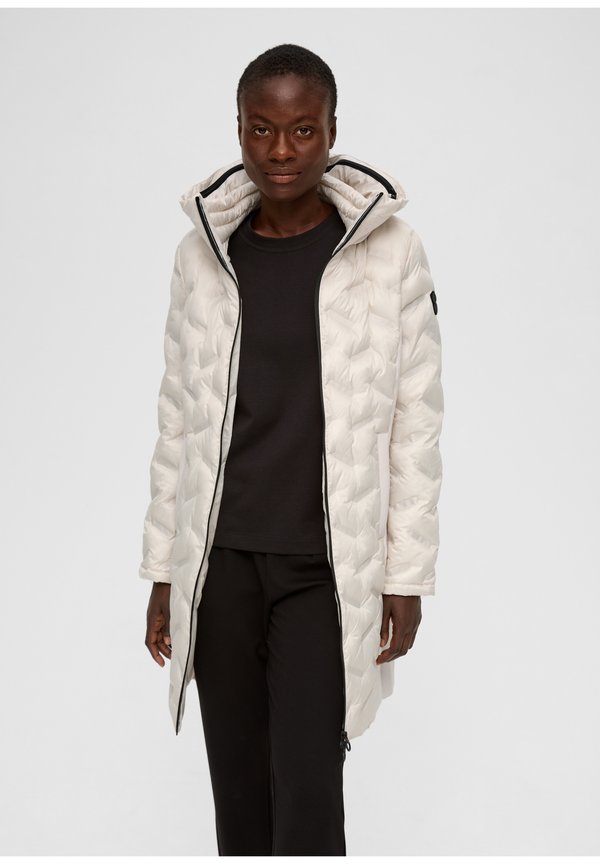 MIT KAPUZE IM KRAGEN - Wintermantel - wollweiß