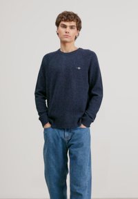 GANT BICOLORED RAGLAN C-NECK - Strickpullover - dark navy