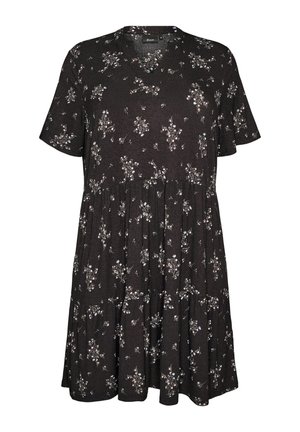 Zizzi, GEMUSTERTES KLEID MIT EINSÄTZEN - Freizeitkleid - schwarz