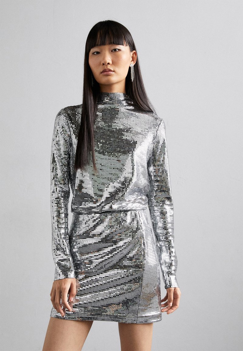 maje LISCO - Langarmshirt - argent/schwarz-metallic - Zalando.de