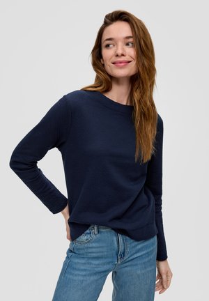 MIT DOBBY-STRUKTUR - Strickpullover - navy