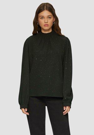 LEICHT STRUKTURIERTE MIT GEMOCKTEM STEHKRAGEN - Blouse - schwarz