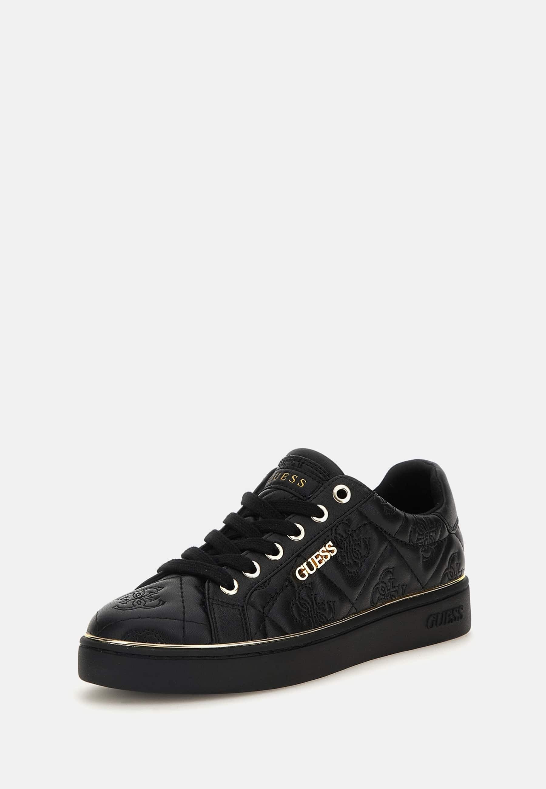 guess black and gold trainers