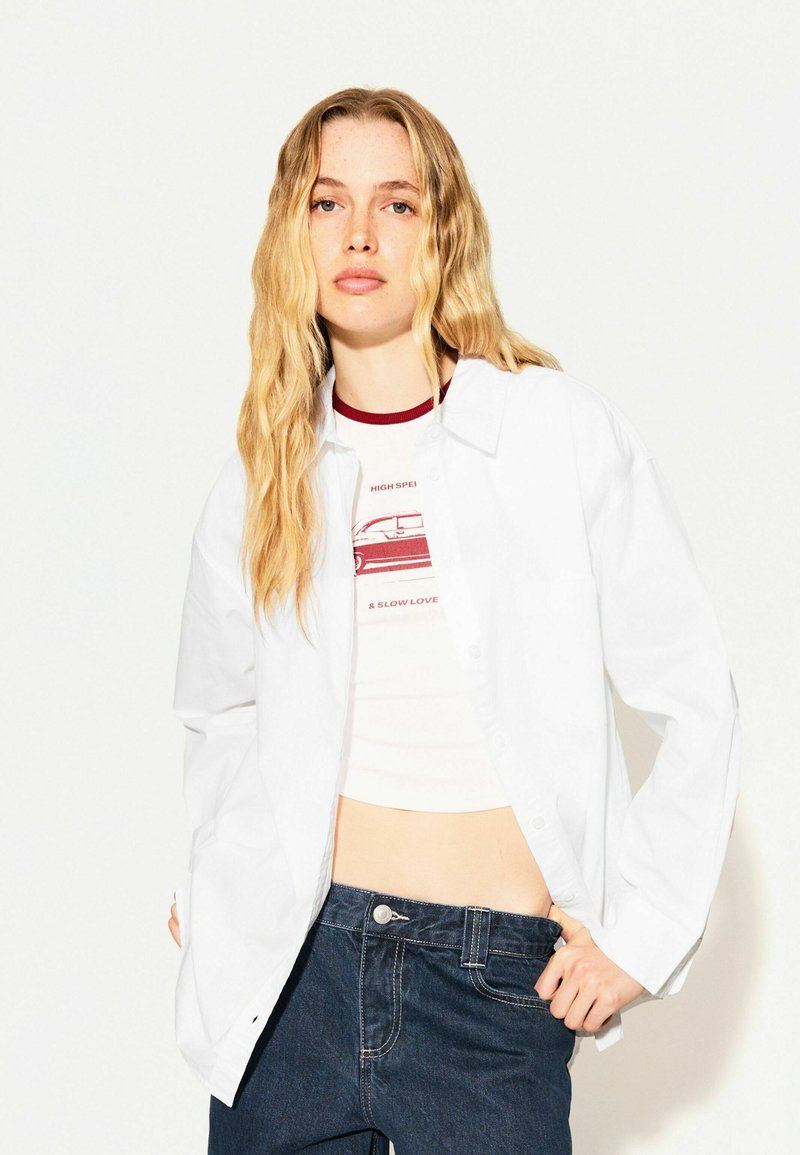 Bershka Cămașă - white