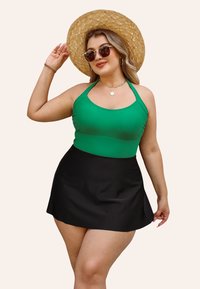 Cupshe HALTER CONTRAST - Complementos de playa - evergreen black