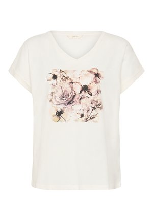 Cream, CRYING T-SHIRT - T-shirt print - beige flower collage