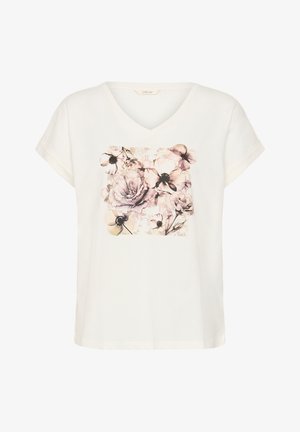 Cream, CRYING T-SHIRT - T-shirt con stampa - beige flower collage