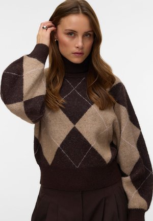 Vero Moda, VMDARLA LS ROLLNECK PULLOVER - Пуловер - chocolate torte/silver mink/parfait pink