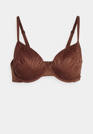 Calvin Klein Underwear LIGHTLY LINED DEMI SHEER MARQ LACE - Modrček s kostjo - umber