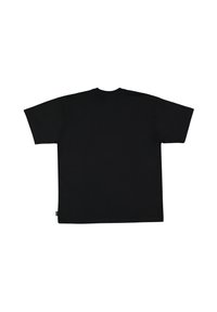 Zwarte katoenen t-shirt met korte mouwen en een ronde hals, met een effen, gladde textuur en zonder zichtbare patronen of accenten.