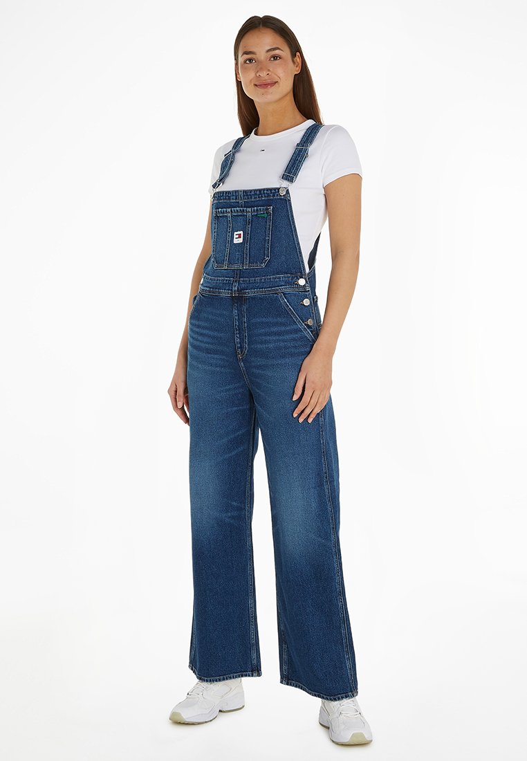 Tommy Jeans Salopette in denim blu scuro