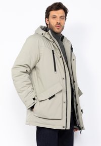 Schott MULTI-POCKET HOODED - Manteau d'hiver - stone