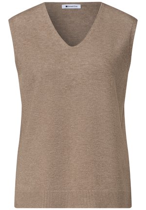 Street One, SOLID-COLOR V-NECK SWEATER - Débardeur - sanded amber mel