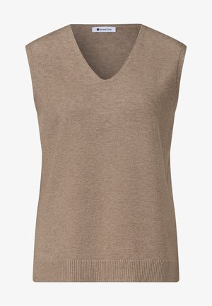 Street One, SOLID-COLOR V-NECK SWEATER - Top - sanded amber mel