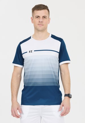Meriväri ja valkoinen urheilupaita, jossa on harmaasävyiset liukuvärit. Ominaisuuksina pyöreä kaula-aukko ja lyhyet hihat, rintaosassa "FZ"-logo.