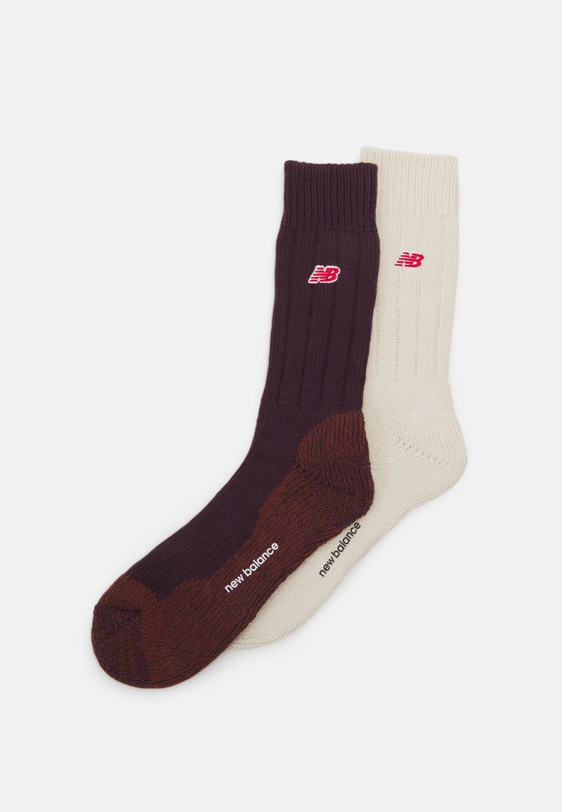 New Balance LOW GAUGE CREW SOCKS 2 PACK - Chaussettes - off-white/mottled dark red