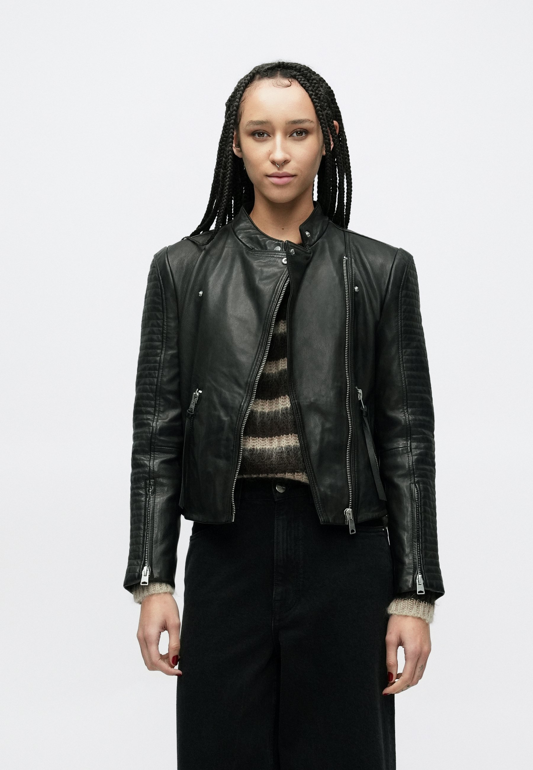 AllSaints RAUL BIKER - Leather jacket - black - Zalando.ie