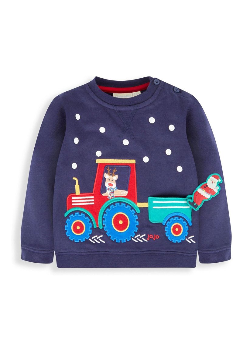JoJo Maman Bébé REINDEER - Mikina - navy blue santa in a tractor