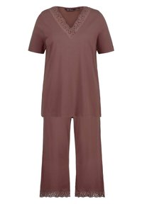 Ulla Popken KORTE MOUWEN - Pyjama - aarde