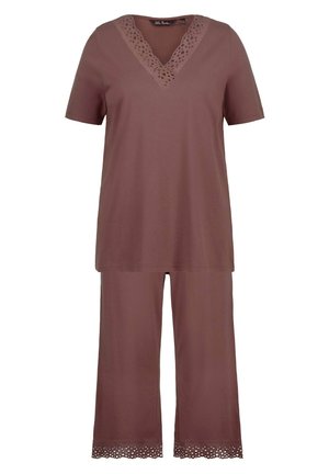 Ulla Popken KORTE MOUWEN - Pyjama - aarde