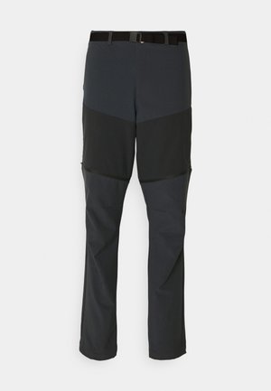 Pantalons d'extérieur noirs avec une coupe ajustée, fabriqués à partir d'un tissu durable. Dotés de poches zippées et d'un design à panneaux contrastants. Ceinture réglable incluse.