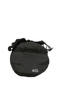 Mustikara pyöreä reppu, jossa on nyörikiinnitys, 40 litraa tilavuus, valmistettu kestävästä materiaalista, jossa on teksturoitu pinta ja sivuhihnat.