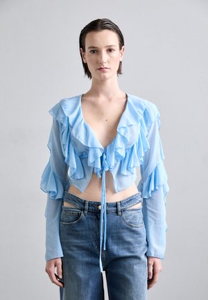 RUFFLE BLOUSE - Blúzka so zapínaním na gombíky - blue