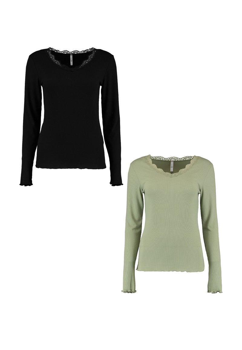 Hailys 2-ER SET - Langarmshirt - schwarz khaki