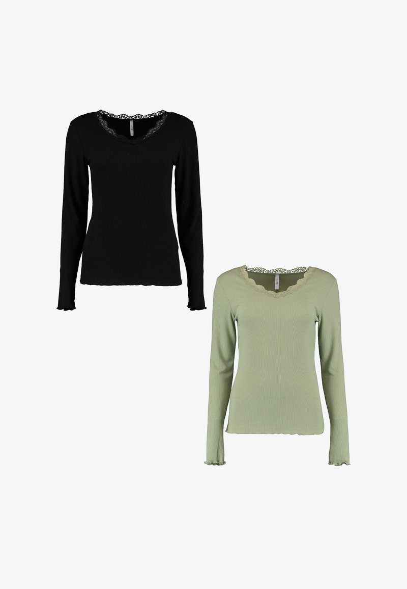 Hailys 2-ER SET - Langarmshirt - schwarz khaki
