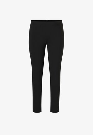 Sorte leggings lavet af strækbart stof, med et tætsiddende design, høj talje og ingen synlige sømme. Glat tekstur hele vejen igennem.