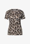 T-SHIRT WITH ROUND NECK AND GATHERED SLEEVES - T-shirt imprimé - timeless beige