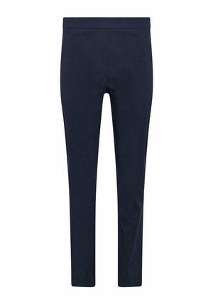 Leggings ajustados de color azul marino con una cintura ancha y elástica, diseñados para un ajuste cercano y cómodo.