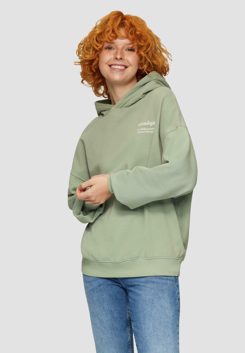 QS MIT WASCHUNG - Hoodie - salbeigrün